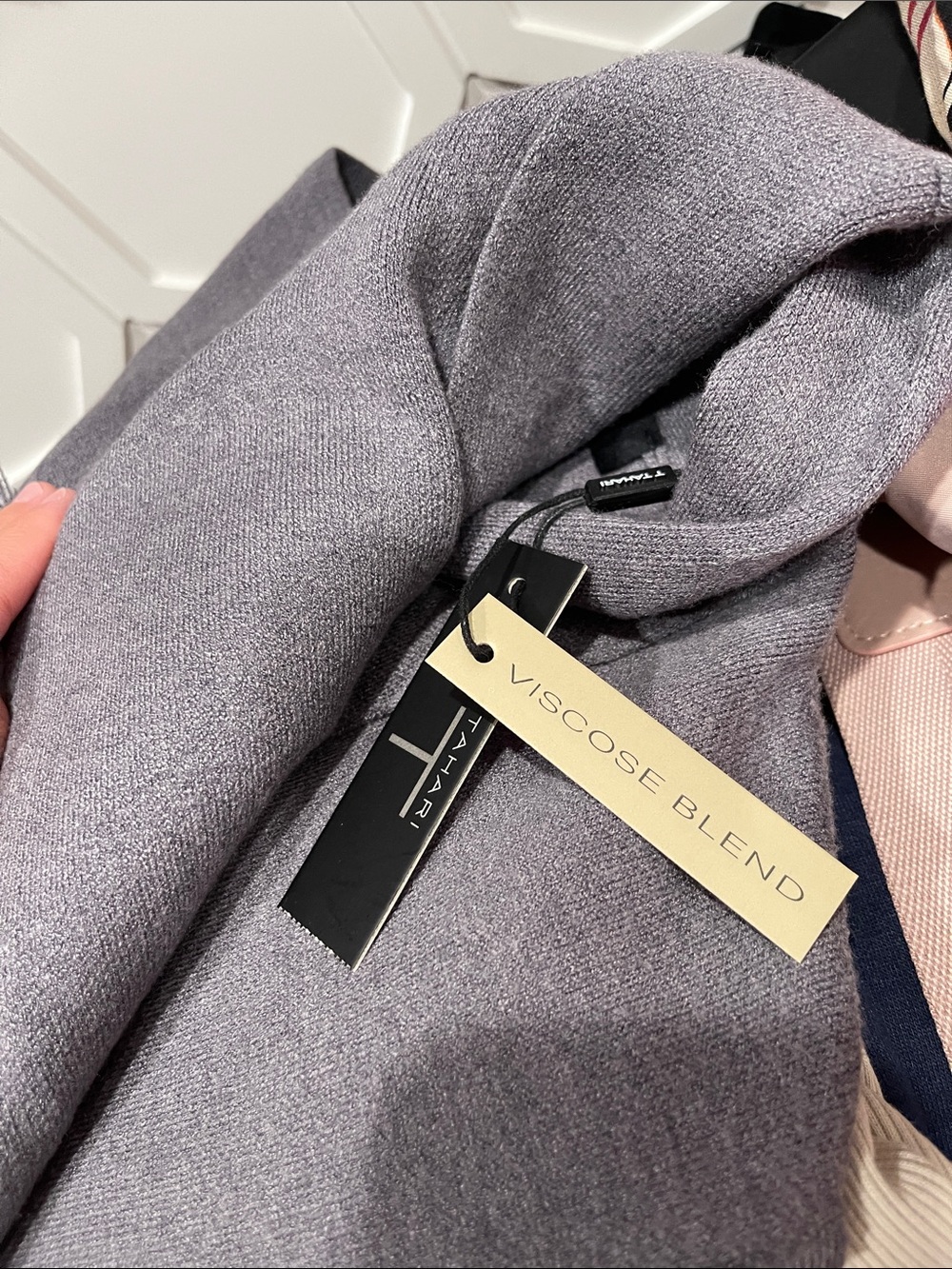 Tahari Gray Sleeveless Open-Front Knit Vest Cape - Picture 4 of 4